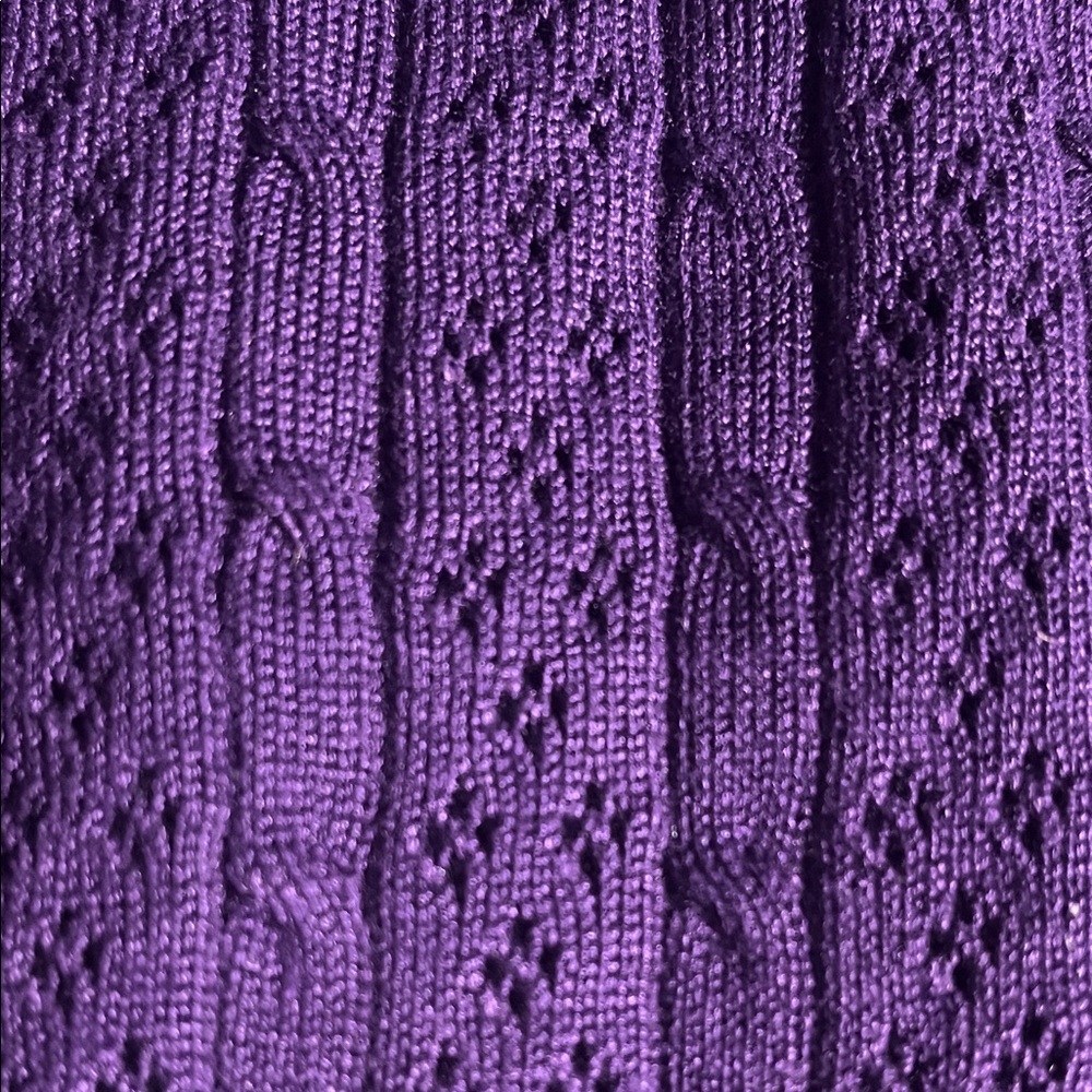 Elegant Purple Cable Knit Women's Cardigan - Picture 4 of 6